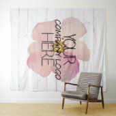 企業ロゴの展示会用背景 白い木製 タペストリー (インサイチュ(横))