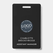 企業ロゴを追加 従業員 スタッフ 黒 ID バッジ (裏面)