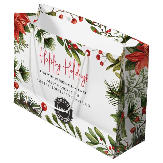 企業ロゴを追加 社員 休暇 ラージペーパーバッグ (正面アングル)