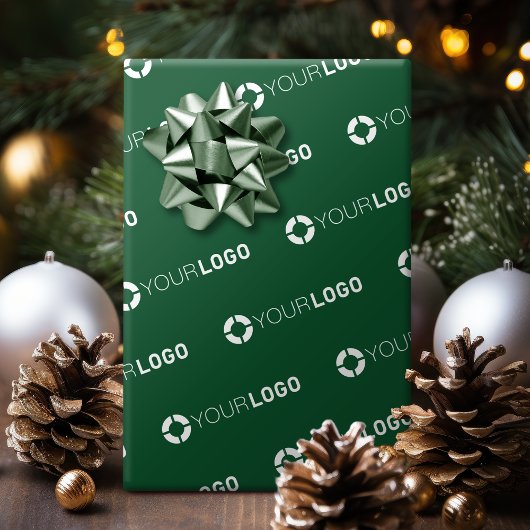 企業ロゴカスタムビジネスギフトハンターグリーン ラッピングペーパー