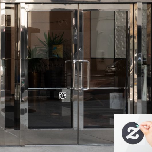 企業ロゴコード 会社営業時間 ロゴマーク ここに ウィンドウサイン (オフィスドア)