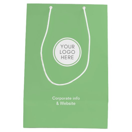 企業ロゴ入りグリーンバッグ ビジネス詳細 ミディアムペーパーバッグ (裏面)