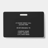 企業ロゴ写真IDバーコードブラック名 バッジ (裏面)