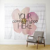 企業ロゴ展示会バックドロップ 白い木材 タペストリー (インサイチュ(横))
