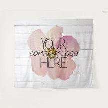 企業ロゴ展示会バックドロップ 白い木材