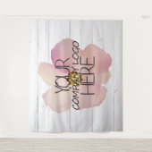 企業ロゴ展示会バックドロップ 白い木材 タペストリー (正面)