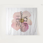 企業ロゴ展示会バックドロップ 白い木 タペストリー (正面(横))