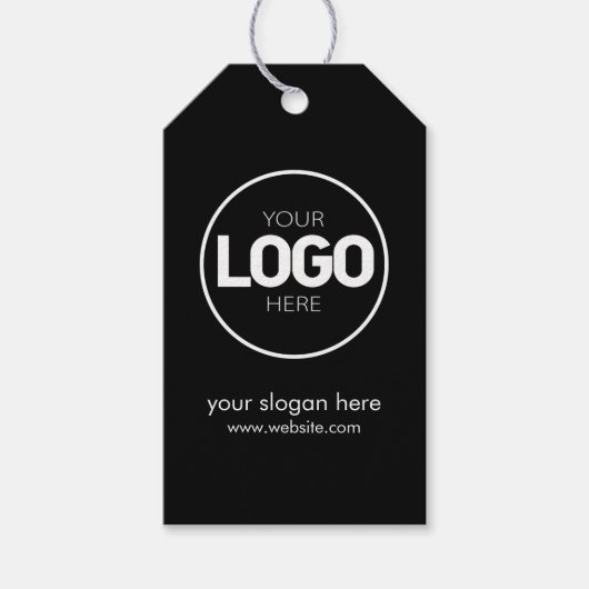 企業ロゴ - グレーとブラックの価格タグ ギフトタグ (正面)