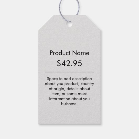 企業ロゴ - グレーとブラックの価格タグ ギフトタグ (裏面)