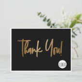 企業ロゴ ソーシャル ゴールド ブラック ありがとう 招待状 (スタンド正面)