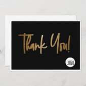 企業ロゴ ソーシャル ゴールド ブラック ありがとう 招待状 (正面/裏面)