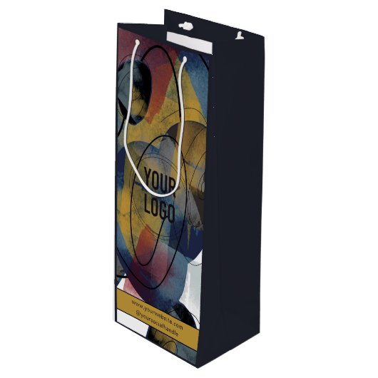 企業ロゴ ビジネス ブランド アブストラクト ワインギフトバッグ (正面アングル)