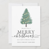 企業ロゴ メリークリスマス ツリーとライト シーズンカード (正面)