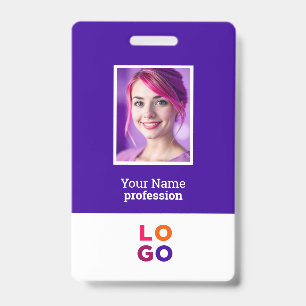 企業ロゴ、写真、QRコード、名前ID バッジ