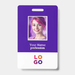 企業ロゴ、写真、QRコード、名前ID バッジ