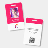 企業ロゴ, 写真, QRコード, 名前ID バッジ (正面＆裏面)