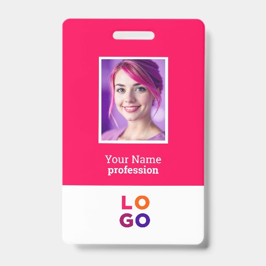 企業ロゴ, 写真, QRコード, 名前ID バッジ (正面)