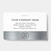 企業ロゴ 従業員写真 ID シルバー バッジ (裏面)