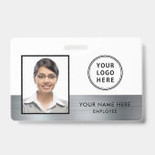 企業ロゴ 従業員写真 ID シルバー バッジ (正面)