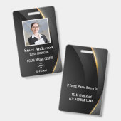 企業ロゴ 従業員名 写真付き ID カード バッジ (正面&裏面)