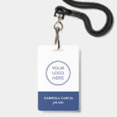 企業ロゴ 社員 青 IDバッジ バッジ (ストラップ付き表面)