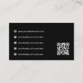 企業ロゴ Fax QRコード プロフェッショナル ブラック 名刺 (裏面)
