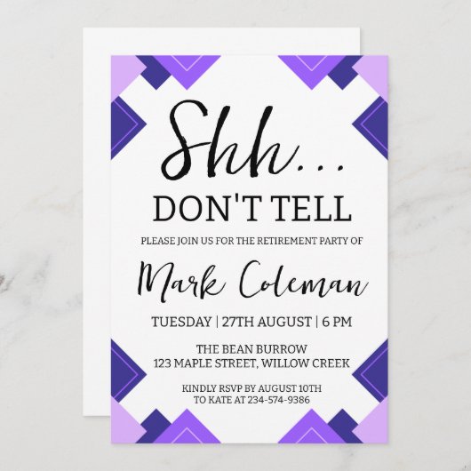 企業向けサプライズ退職パーティーの招待状 招待状 (正面/裏面)