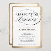 企業感謝ディナーモダンビジネス金ゴールド 招待状 (正面/裏面)