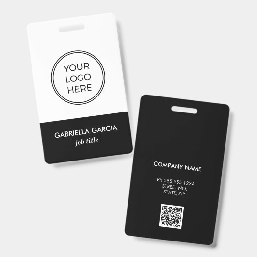 企業用ブラックロゴの社員IDバッジ バッジ (正面＆裏面)