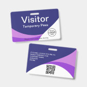 企業訪問者パス カスタムQRコード パープルバッジ バッジ (正面＆裏面)