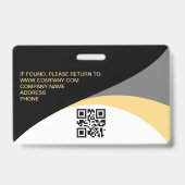企業訪問者パス カスタムQRコード 黄色 灰色 バッジ (裏面)