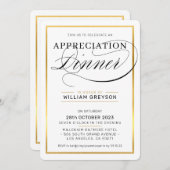 企業賞味夕食モダンビジネス黒 招待状 (正面/裏面)