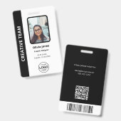 企業 社員 写真 ID QRコード ブラック バッジ (正面&裏面)