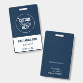 企業 社員 青 ロゴ スタッフ ID バッジ (正面＆裏面)