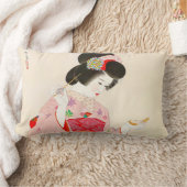 伊東神水メイクアップ日本芸者女性 ランバークッション (ブランケット)