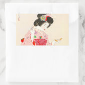 伊東神水メイクアップ日本芸者女性 長方形シール (バッグ)