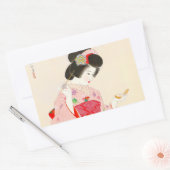 伊東神水メイクアップ日本芸者女性 長方形シール (封筒)