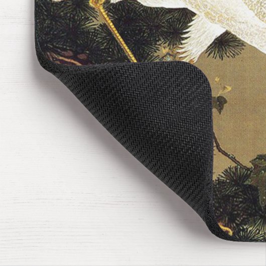 伊東若冲の松の木と白の鳳凰 マウスパッド (コーナー)