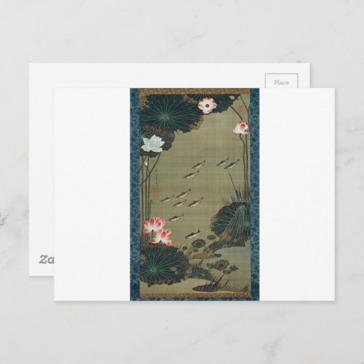 伊東若冲の蓮池と魚 ポストカード (正面/裏面)