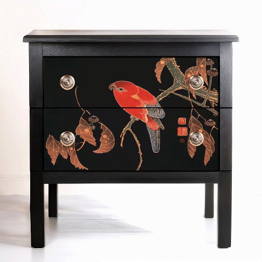 伊東若冲レッドオウム樹枝約1900年 薄葉紙