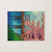 伊東雄藩のヴィンテージ城とさくらんぼの花 ジグソーパズル (横)