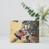 伊藤若冲によるニワトリとアジサイ ポストカード (スタンド正面)