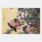 伊藤若冲によるニワトリとアジサイ ラッピングペーパーシート (正面3)