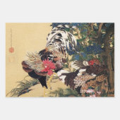 伊藤若冲によるニワトリとアジサイ ラッピングペーパーシート (正面2)