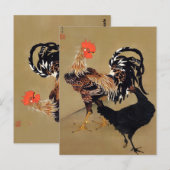 伊藤若冲による雄鶏と雌鶏 ポストカード (正面/裏面)