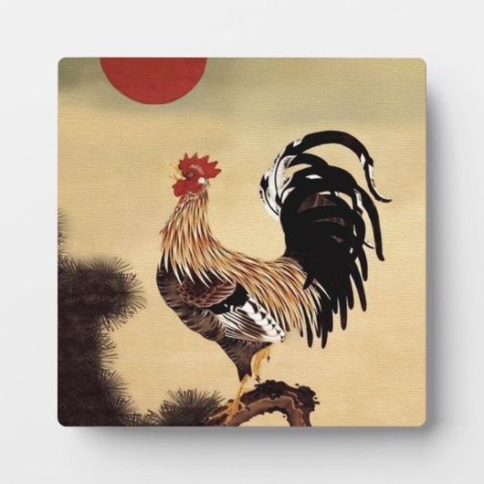 伊藤若冲による雄鶏の鳴き声 フォトプラーク (正面)