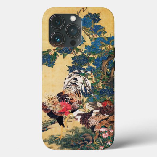 伊藤若冲のアジサイの鶏と鶏 Case-Mate iPhoneケース (裏面)