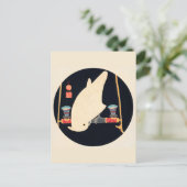 伊藤若冲の白いマカオイラストレーション ポストカード (スタンド正面)