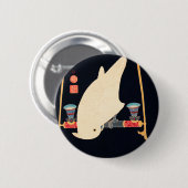 伊藤若冲の白いマカオイラストレーション 缶バッジ (正面&裏面)