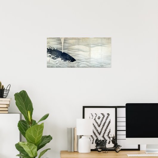 伊藤若冲の象と鯨の屏風 ポスター (ホームオフィス)